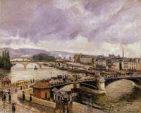 Pissarro, Camille - The Boieldieu Bridge, Rouen, Rain Effect